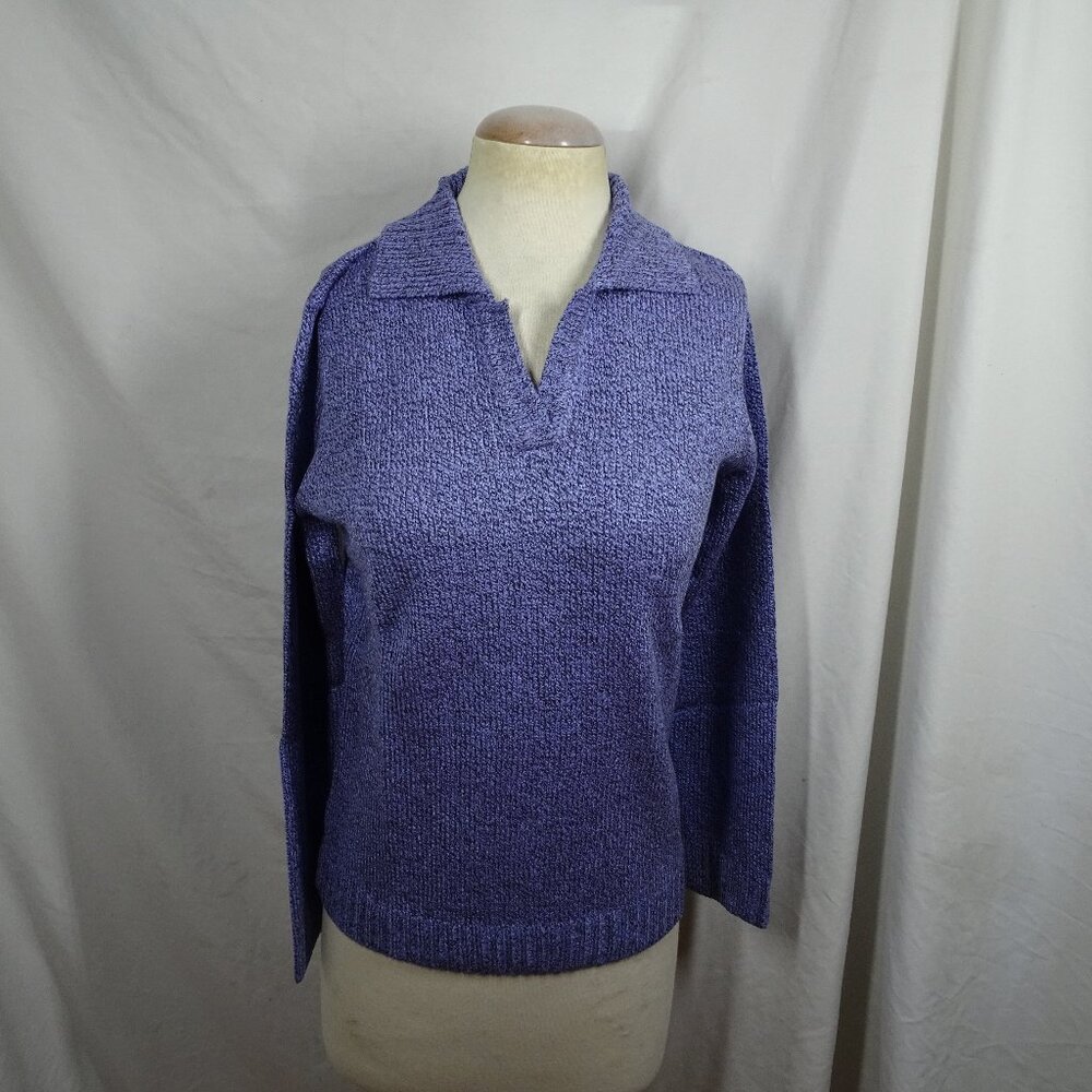 Karen Scott Women V Neck with Collar Pullover Sweater Size S